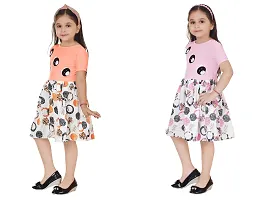 Fabulous Multicoloured Crepe Party Wear Frocks For Girls Pack Of 2-thumb1