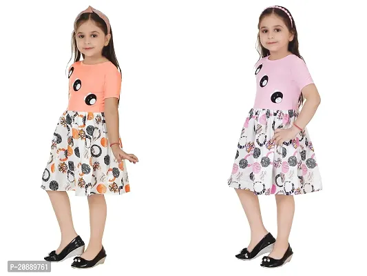 Fabulous Multicoloured Crepe Party Wear Frocks For Girls Pack Of 2-thumb2