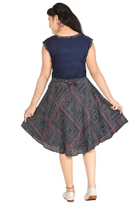 Fabulous Blue Georgette Self Pattern A-Line Dress For Girls-thumb2