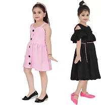 Fabulous Multicoloured Crepe Party Wear Frocks For Girls Pack Of 2-thumb1