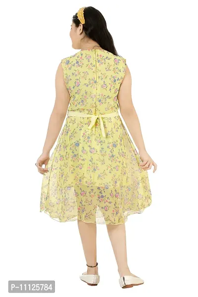 Elegant Georgette Yellow Printed Dress For Girls-thumb3