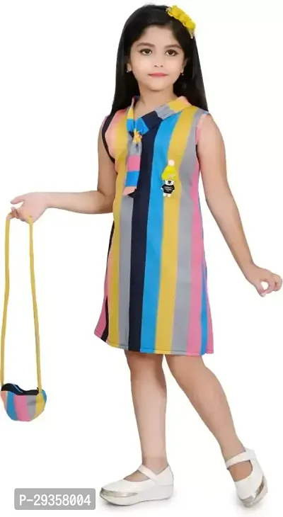 Fabulous Multicoloured Crepe Colourblocked Dress For Girls-thumb2