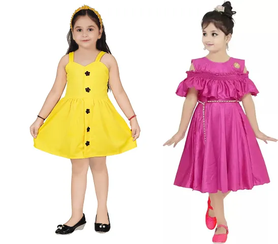 Fabulous Crepe Party Wear Frocks For Girls Pack Of 2