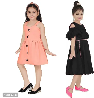 Fabulous Multicoloured Crepe Party Wear Frocks For Girls Pack Of 2-thumb2