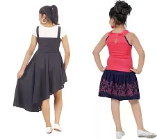 Pretty Crepe Self Pattern A-Line Dress Combo For Baby Girls And Kids Pack Of 2-thumb2