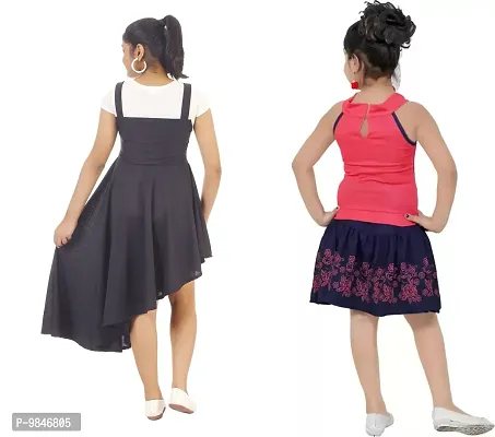 Pretty Crepe Self Pattern A-Line Dress Combo For Baby Girls And Kids Pack Of 2-thumb3