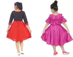 Pretty Crepe Self Pattern A-Line Dress Combo For Baby Girls And Kids Pack Of 2-thumb2