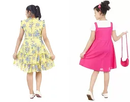 Pretty Crepe Self Pattern A-Line Dress Combo For Baby Girls And Kids Pack Of 2-thumb1