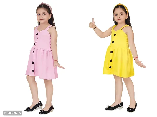 Fabulous Multicoloured Crepe Party Wear Frocks For Girls Pack Of 2-thumb2