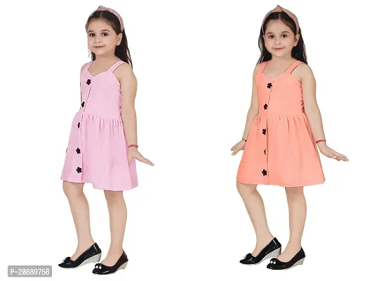 Fabulous Multicoloured Crepe Party Wear Frocks For Girls Pack Of 2-thumb2