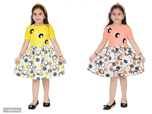 Fabulous Multicoloured Crepe Party Wear Frocks For Girls Pack Of 2