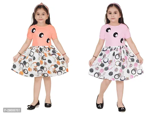 Fabulous Multicoloured Crepe Party Wear Frocks For Girls Pack Of 2