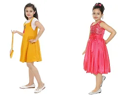 Pretty Crepe Self Pattern A-Line Dress Combo For Baby Girls And Kids Pack Of 2-thumb1