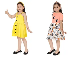 Fabulous Multicoloured Crepe Party Wear Frocks For Girls Pack Of 2-thumb1