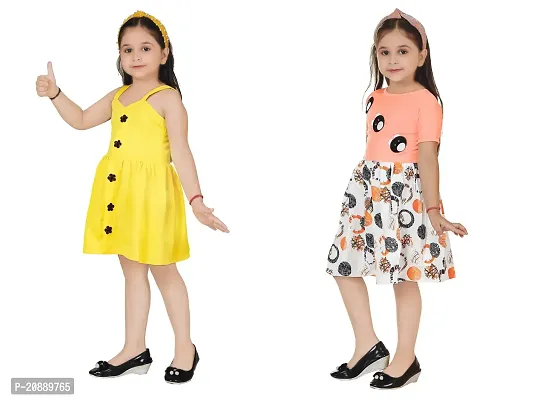 Fabulous Multicoloured Crepe Party Wear Frocks For Girls Pack Of 2-thumb2