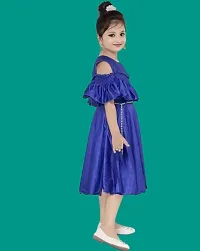 Fabulous Blue Crepe Solid Dress For Girls-thumb3