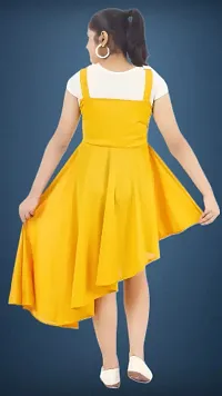 Fabulous Yellow Crepe Solid Dress For Girls-thumb2