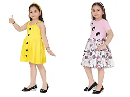 Fabulous Multicoloured Crepe Party Wear Frocks For Girls Pack Of 2-thumb1