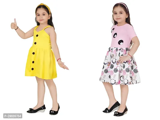 Fabulous Multicoloured Crepe Party Wear Frocks For Girls Pack Of 2-thumb2