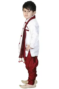 SKDC Kids Red And White Cotton Silk Festive Sherwani Set For kids boys-thumb1