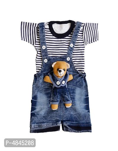 Baby Boys & Baby Girls Party(Festive) T-shirt Dungaree  (Multicolor)