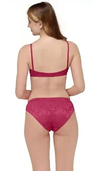 Elegant Purple Cotton Blend Bra And Panty Set For Women-thumb1