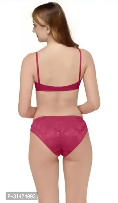 Elegant Purple Cotton Blend Bra And Panty Set For Women-thumb3