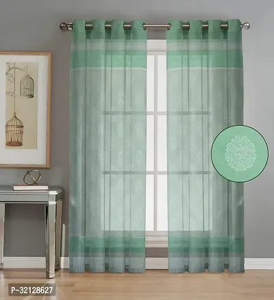 Stylish Green Polyester Door Curtain Pack Of 2-thumb0