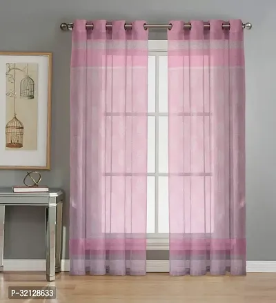 Stylish Pink Polyester Door Curtain Pack Of 2-thumb0