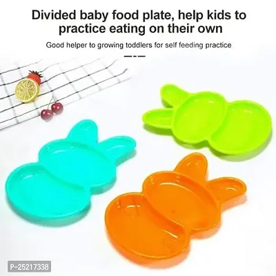 DRS Kids' Unbreakable Rabbit Plate Kids' Sectioned Plate in The Shape of a Rabbit for Snacks at Breakfast, Lunch, and Dinner Serving Meals to Children 6 Pieces-thumb3