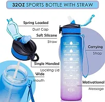 DRS Motivational Water Bottle with Time Marker  Straw-BPA Free  Leakproof Tritian Frosted Portable Reusable Fitness Sport 1L Water Bottle for Men Women Kids Student to Office School Gym Workout-thumb2