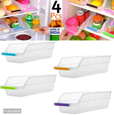 DRS Kitchen Plastic Space Saver Organizer Basket Rack, 4 PCs Plastic Fridge Space Saver Food Storage Basket Rack, Fruits/Vegetables-thumb5