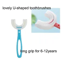 DRS U Shaped Toothbrush for Kids Manual Whitening Toothbrush Silicone Brush Head for Kids Children Infant Toothbrush For 6-12 Years Mouth-Cleaning-thumb1