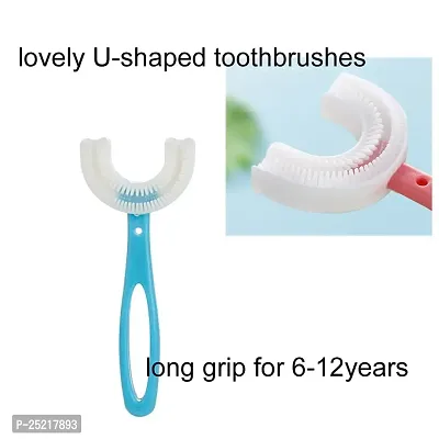 DRS U Shaped Toothbrush for Kids Manual Whitening Toothbrush Silicone Brush Head for Kids Children Infant Toothbrush For 6-12 Years Mouth-Cleaning-thumb2