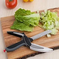 DRS18/10 Steel Smart Clever Cutter Kitchen Knife Food Chopper and in Built Mini Chopping Board with Locking Hinge; with Spring Action; Stainless Steel Blade (Black)-thumb3