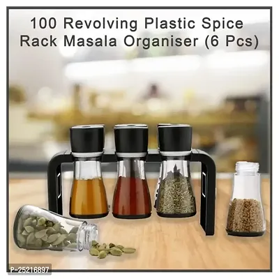 DRS Revolving Plastic Spice Rack Masala Organiser with Container Spice Stand for Kitchen Storage Holds 6 Bottles Jar and Container Spice Rack Spice Jar Set 6 Pcs-thumb2