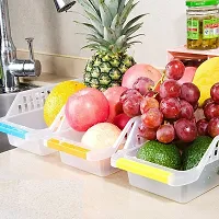 DRS Kitchen Plastic Space Saver Organizer Basket Rack, 4 PCs Plastic Fridge Space Saver Food Storage Basket Rack, Fruits/Vegetables-thumb1