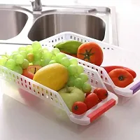 DRS Kitchen Plastic Space Saver Organizer Basket Rack, 4 PCs Plastic Fridge Space Saver Food Storage Basket Rack, Fruits/Vegetables-thumb2