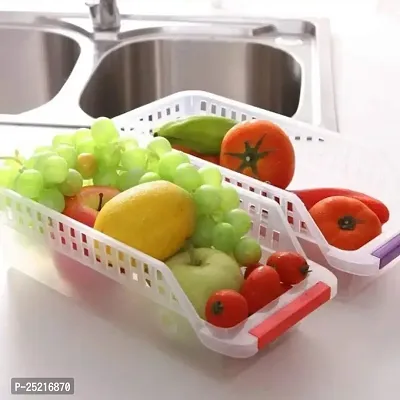 DRS Kitchen Plastic Space Saver Organizer Basket Rack, 4 PCs Plastic Fridge Space Saver Food Storage Basket Rack, Fruits/Vegetables-thumb3