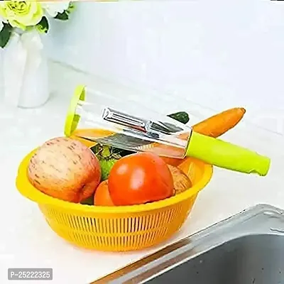 DRS Smart Multifunctional All in One Vegetable/Fruit Peeler for Kitchen with Storage Box for Collecting Skin, Stainless Steel Blade-thumb4