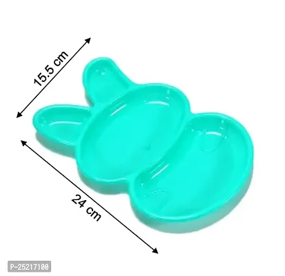 DRS Kids' Unbreakable Rabbit Plate Kids' Sectioned Plate in The Shape of a Rabbit for Snacks at Breakfast, Lunch, and Dinner Serving Meals to Children 6 Pieces of Kids' Rabbit Shaped Dish-thumb2