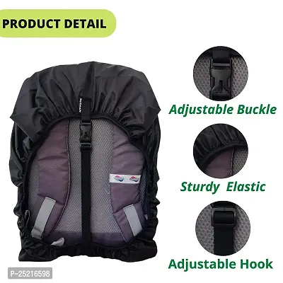 Bag Cover DRS Waterproof 30L to 50L Rain Cover for Backpack Bags, Rainproof Dust Proof Protector Elastic Adjustable for Trekking  Laptop, School Bag Cover, Luggage Bag Cover with Pouch Free Size-thumb5