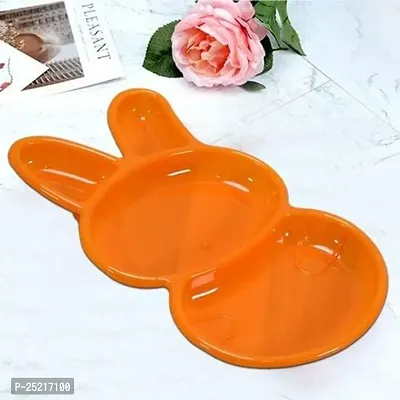 DRS Kids' Unbreakable Rabbit Plate Kids' Sectioned Plate in The Shape of a Rabbit for Snacks at Breakfast, Lunch, and Dinner Serving Meals to Children 6 Pieces of Kids' Rabbit Shaped Dish-thumb5