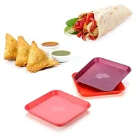 DRS Square Plastic Dinner Plate Set (Set of 6 PCS) Colorful Snacks/Breakfast Plate/Dinner Plate-thumb4