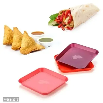 DRS Square Plastic Dinner Plate Set (Set of 6 PCS) Colorful Snacks/Breakfast Plate/Dinner Plate-thumb5