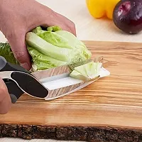 DRS18/10 Steel Smart Clever Cutter Kitchen Knife Food Chopper and in Built Mini Chopping Board with Locking Hinge; with Spring Action; Stainless Steel Blade (Black)-thumb2