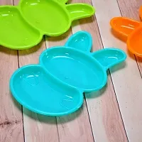 DRS Kids' Unbreakable Rabbit Plate Kids' Sectioned Plate in The Shape of a Rabbit for Snacks at Breakfast, Lunch, and Dinner Serving Meals to Children 6 Pieces-thumb3