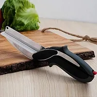 DRS18/10 Steel Smart Clever Cutter Kitchen Knife Food Chopper and in Built Mini Chopping Board with Locking Hinge; with Spring Action; Stainless Steel Blade (Black)-thumb1