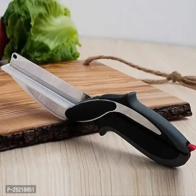 DRS18/10 Steel Smart Clever Cutter Kitchen Knife Food Chopper and in Built Mini Chopping Board with Locking Hinge; with Spring Action; Stainless Steel Blade (Black)-thumb2