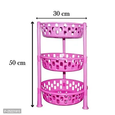 DRS Plastic Trolley with Dish Rack for Kitchen Fruit/Vegetable Storage Basket for Modern Kitchen Organizer, Kitchen Accessories Grocery Rack- 3 Layer Multi-thumb2